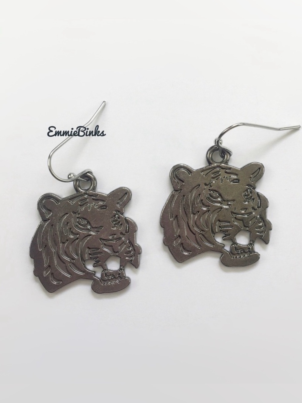 New Golden Etched Tiger Earrings | Auburn Tigers | LSU | Clemson Mascot Football - Picture 5 of 16